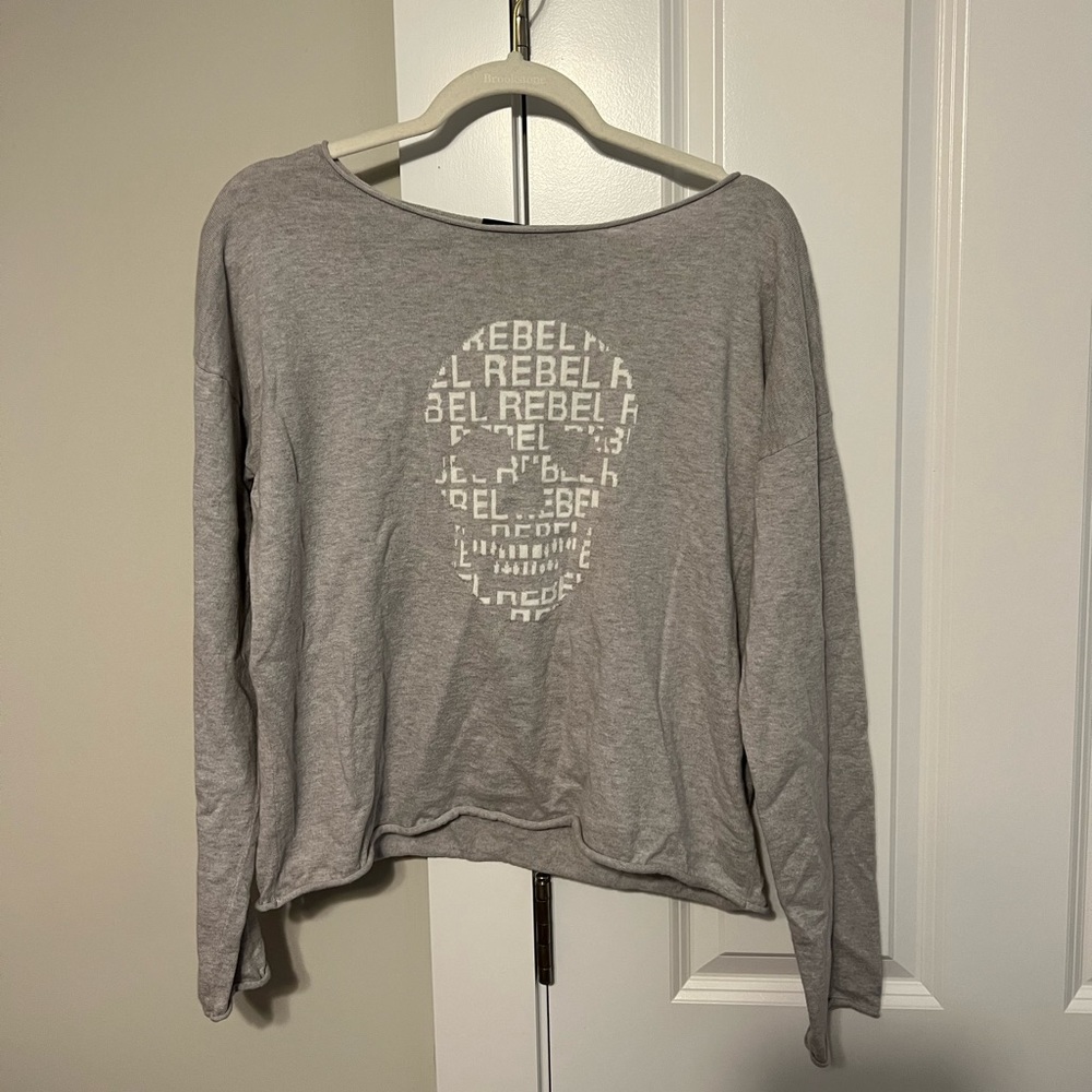 Skull Cashmere Rebel Skull Graphic Cashmere Blend Lightweight Sweater